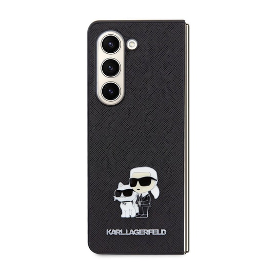 Galaxy Z Fold 5 Kılıf Karl Lagerfeld Orjinal Lisanslı K&C Metal Logolu Saffiano Kapak