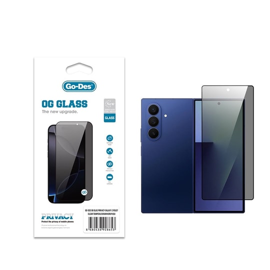 Galaxy Z Fold 7 Go Des OG Glass Privacy Antistatik Temperli Cam Ekran Koruyucu