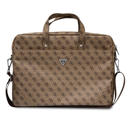 Guess Orjinal Lisanslı Sıcak Damgalı 4G Desenli Üçgen Logolu Omuz Askılı 15-16 inç Laptop Çantası