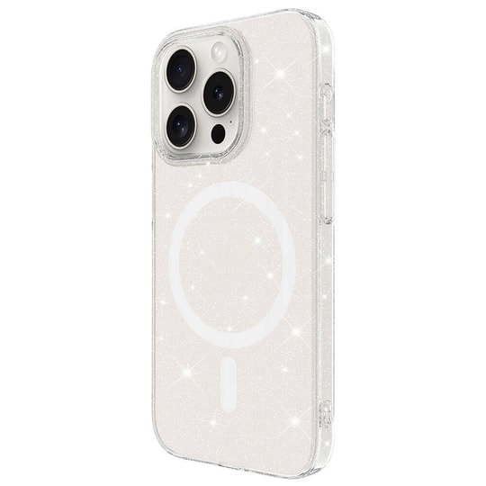 iPhone 15 Pro Kılıf Zore M-safe Şarj Özellikli Simli Şeffaf Arka Yüzey Erdos Silikon Kapak