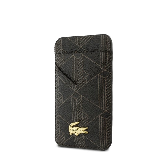 Lacoste Orjinal Lisanslı 2 Hazneli PVC Karışık Monogram Desenli Magnetik Kartlık