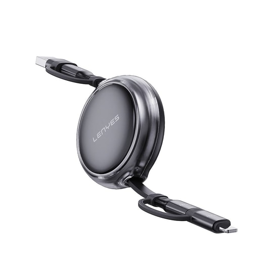 Lenyes LC552 4in1 USB-A - Type-C + Type-C to Lightning Makaralı Data ve Şarj Kablosu 60W 95cm