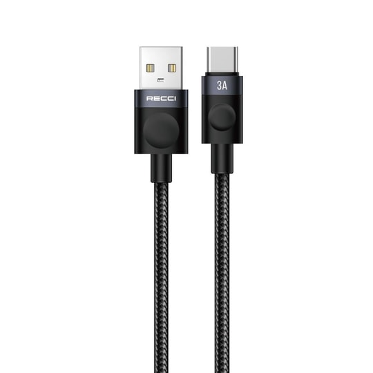 Recci RS50C USB-A to Type-C Örgü Tasarımlı Hızlı Şarj Özellikli Data ve Şarj Kablosu 1M