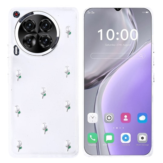 Tecno Camon 30 Kılıf Airbag Tasarımlı Simli Şeffaf Zore Kutup Kapak