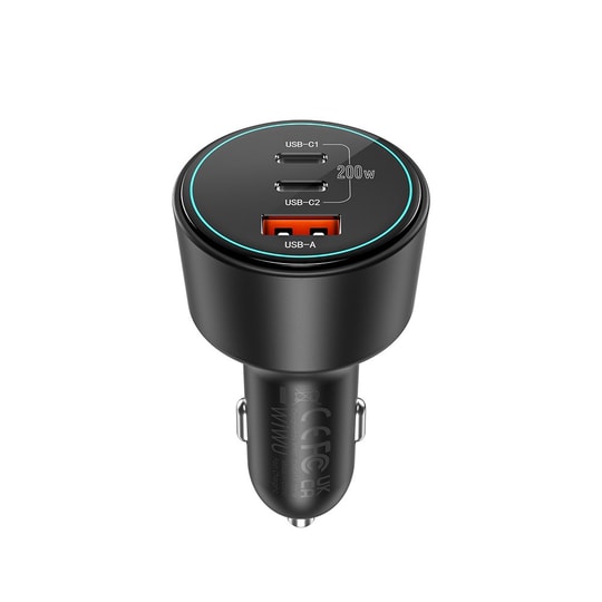 Wiwu Wi-QC026 Starship Serisi Hızlı Şarj Özellikli Dual Type-C + USB-A Portlu Araç Şarj Aleti 200W