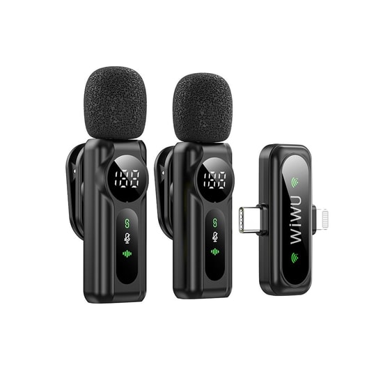 Wiwu Wi-WM007 2in1 Type-C ve Lightning Portlu ANC Özellikli Kablosuz Yaka Mikrofonu