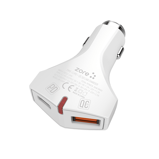 Zore ZR-C60P Type-C 2 in 1 Araç Şarj Seti