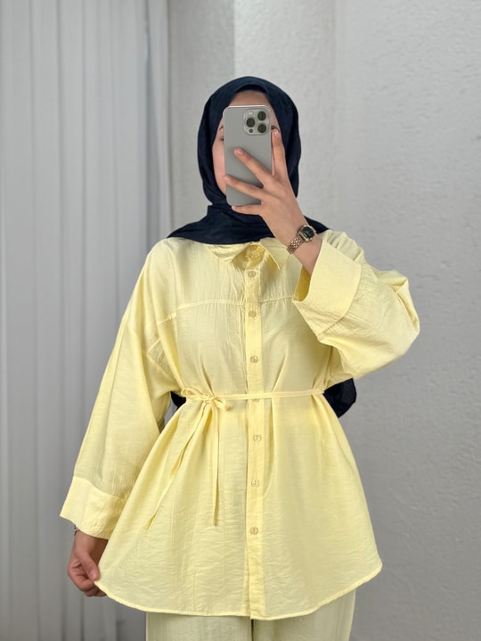 Adar Ön Robalı Pantolonlu Çilek Takım-AS517 Sarı