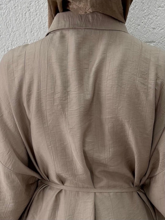 Adar Ön Robalı Pantolonlu Çilek Takım-AS517 Vizon