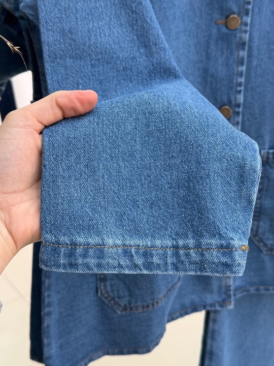 Adelia Çift Cepli Bol Paça Pantolonlu Kot Takım-LS5841 Mavi