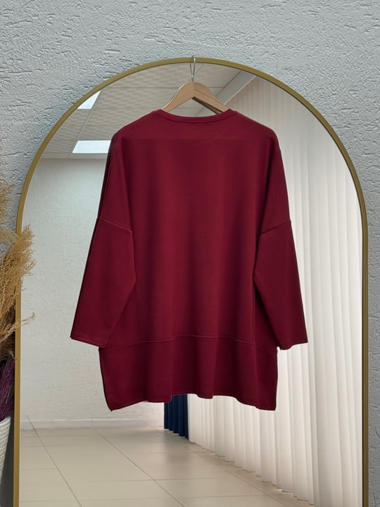 Afife Etek Yanı Yırtmaçlı Tunik-MF1934 Bordo