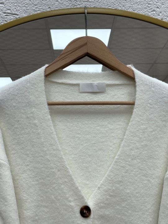 Ahucemal Kolu Ve Altı Dantelli Triko Hırka-KR6090 Ekru