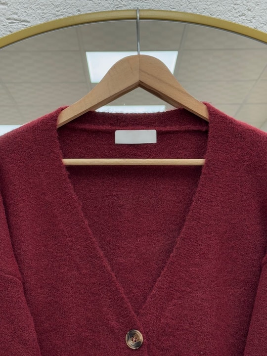 Ahucemal Kolu Ve Altı Dantelli Triko Hırka-KR6090 Bordo