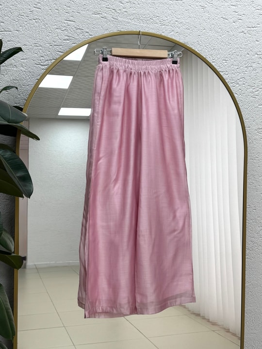 Akibe Kendinden Desenli Vual Pantolonlu Takım-ML2138 Pembe