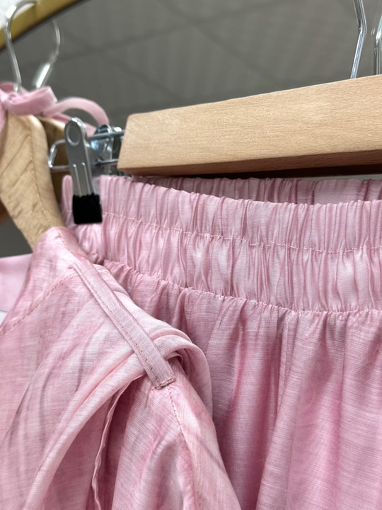 Akibe Kendinden Desenli Vual Pantolonlu Takım-ML2138 Pembe