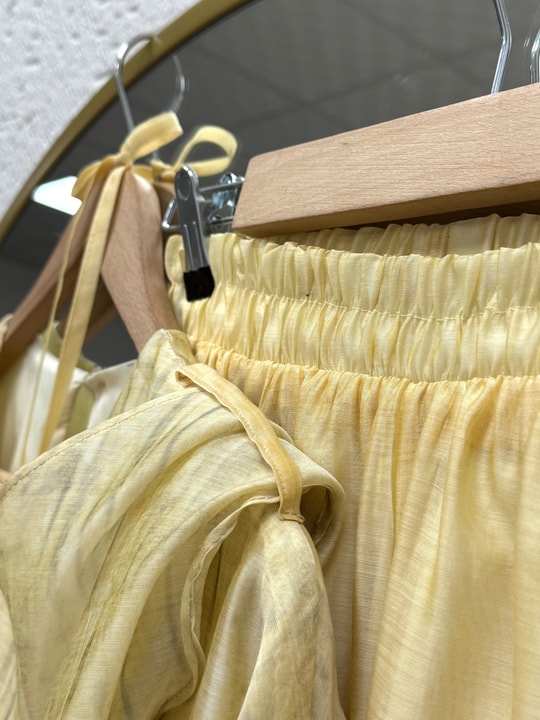Akibe Kendinden Desenli Vual Pantolonlu Takım-ML2138 Sarı