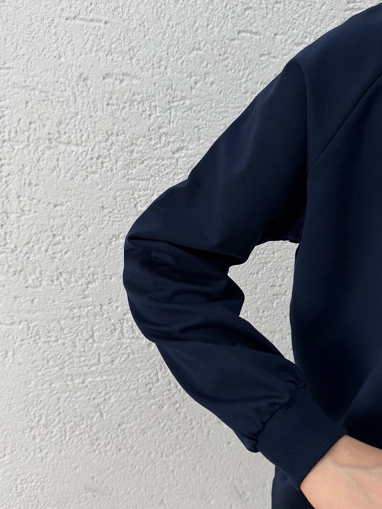 Akınay Baskı Ve Nakışlı Dikiş Detay Sweat-EU2683 Lacivert