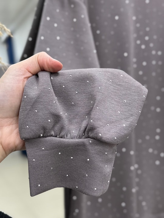 Albina Ful Taşlı Altı Piliseli Oversize Tunik-NA828 Vizon