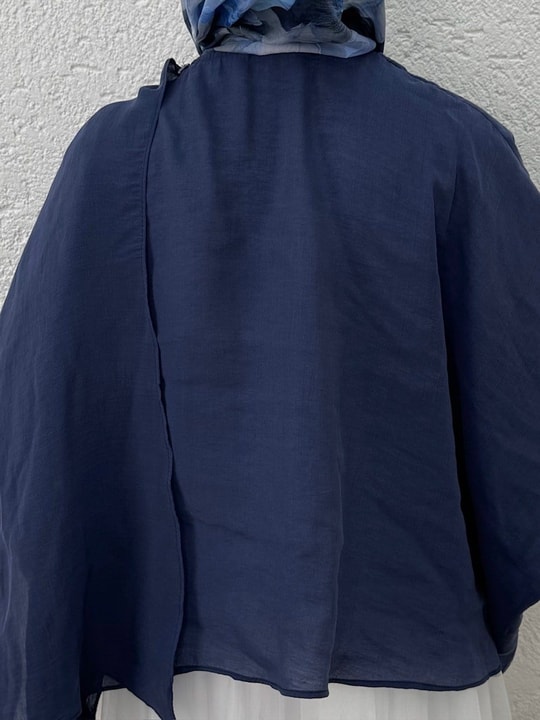 Alis Önü Şallı Yarasa Kol Bluz-ML038 Lacivert