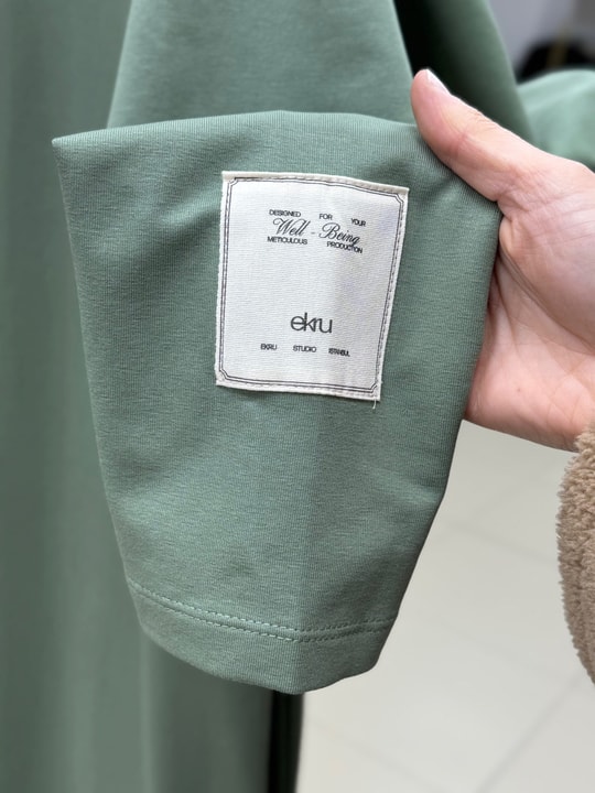 Amine Kolu Etiket Detaylı Elbise-EU2400 Mint