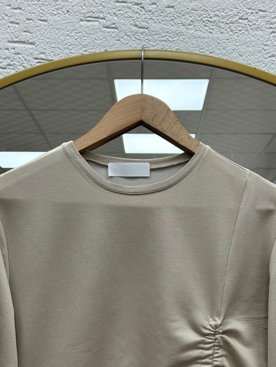 Armina Büzgülü Geniş Kollu Bluz-SS13231 Taş