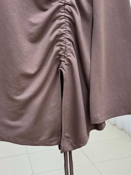 Armina Büzgülü Geniş Kollu Bluz-SS13231 Sütlü Kahve