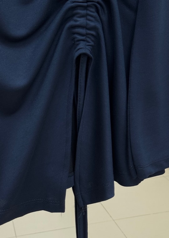 Armina Büzgülü Geniş Kollu Bluz-SS13231 Lacivert