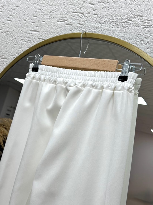 Asu Kuşaklı Bol Paça Pantolon-MT1445 Beyaz