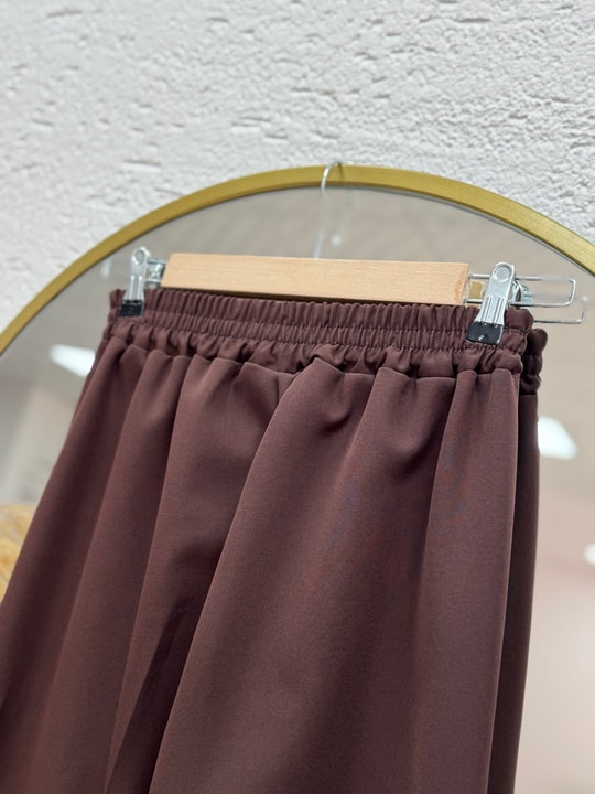 Asu Kuşaklı Bol Paça Pantolon-MT1445 Kahve