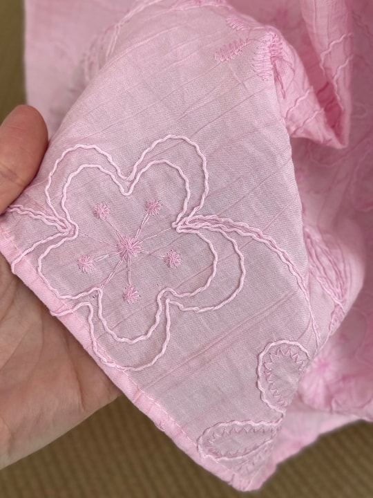 Asude Brode Desen Yarım Patlı Elbise-PE600 Pembe
