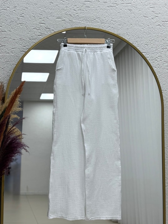 Aybanu Müslin Pantolon-MT523 Beyaz