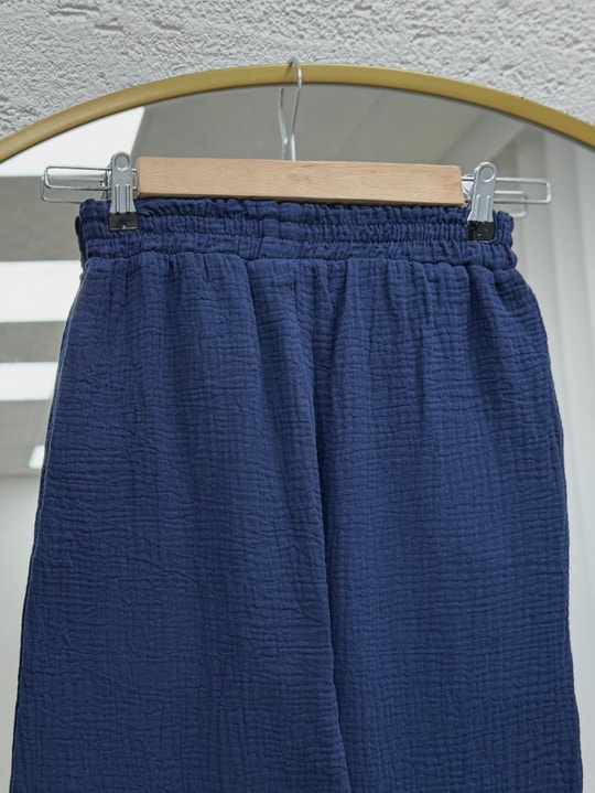 Aybanu Müslin Pantolon-MT523 Lacivert