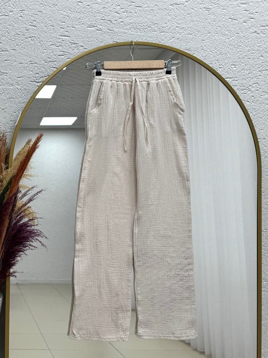 Aybanu Müslin Pantolon-MT523 Taş