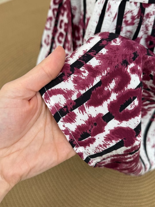 Ayçiçek Çizgili Leopar Desen Elbise-MF1755.3 Bordo