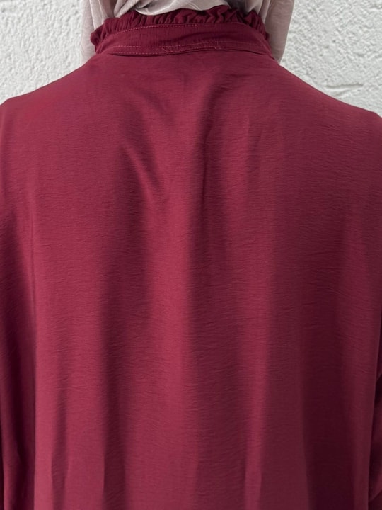 Ayçıl Nervürlü Modal Elbise-NA2407 Bordo