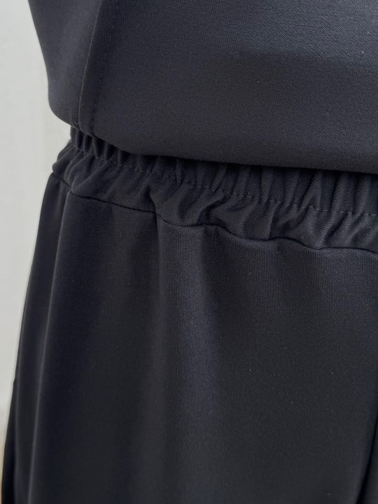 Aygen Önü Dikiş Detaylı Yanı Düğmeli Pantolonlu Takım-MF1890 Siyah