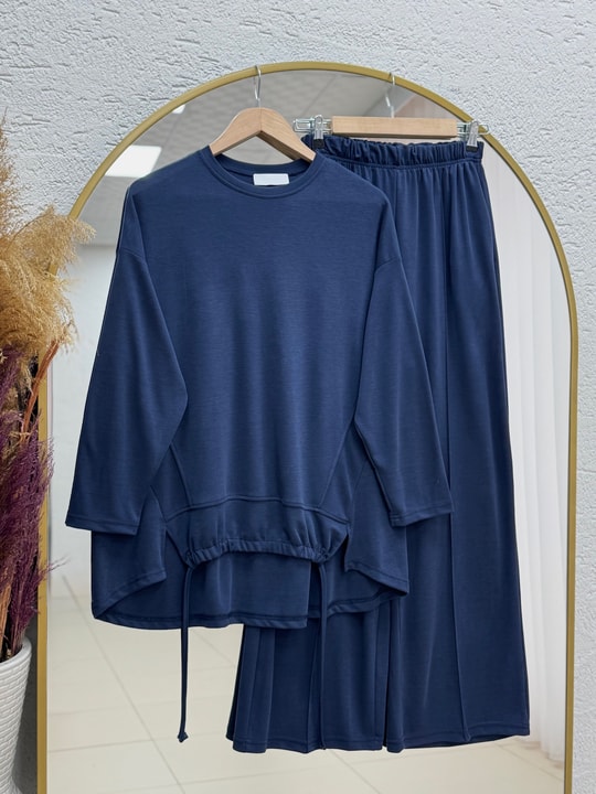 Aygün Altı Bağcıklı Pantolonlu Pike Takım-NL569.1 Lacivert