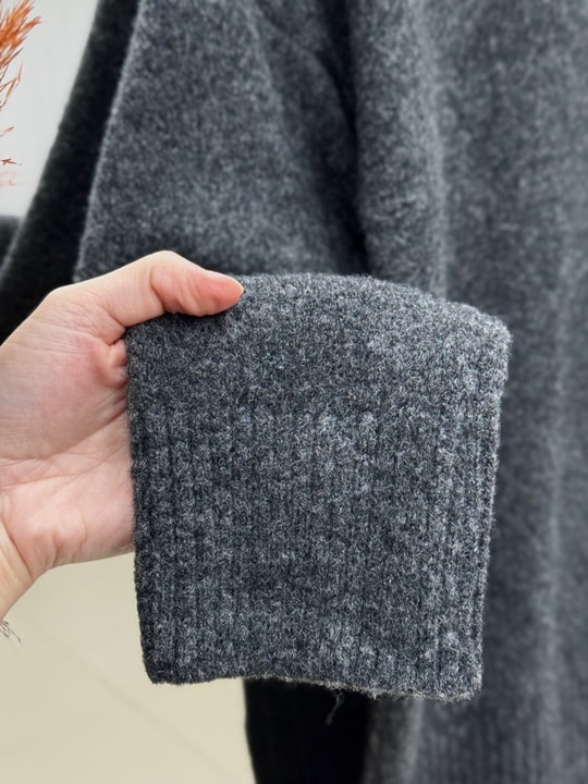 Aylin Bisiklet Yaka Altı Lastikli Oversize Kazak-Zİ7035 Antrasit