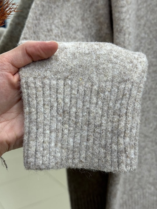 Aylin Bisiklet Yaka Altı Lastikli Oversize Kazak-Zİ7035 Taş