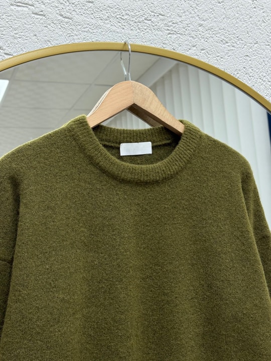 Aylin Bisiklet Yaka Altı Lastikli Oversize Kazak-Zİ7035 Haki