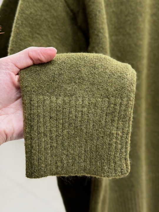 Aylin Bisiklet Yaka Altı Lastikli Oversize Kazak-Zİ7035 Haki