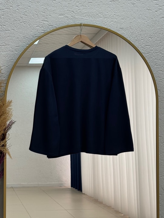 Aylira Çiçek Nakışlı Tunik-SS13252 Lacivert