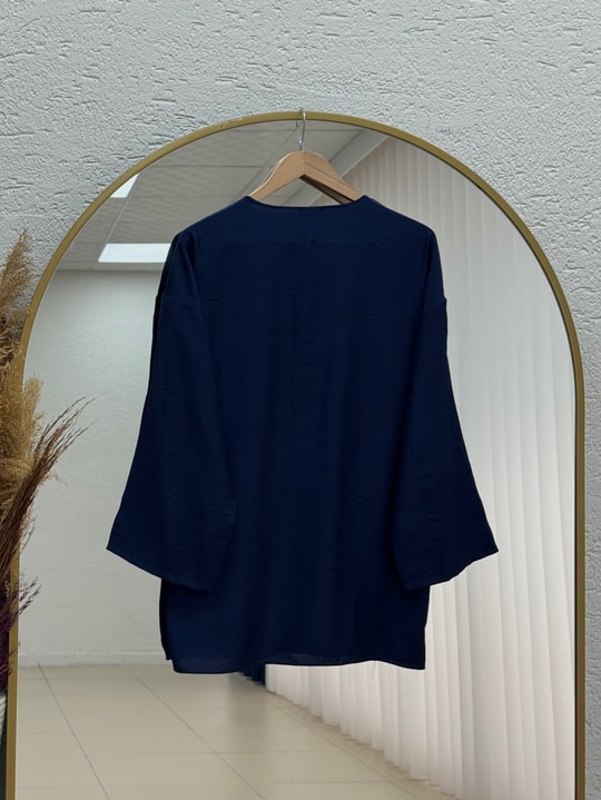 Ayşah Yan Bağlamalı Çilek Tunik-AS5991 Lacivert