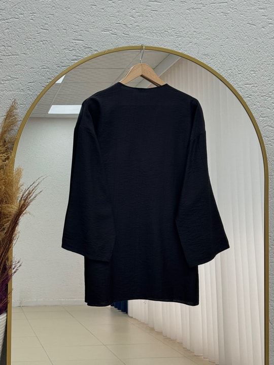 Ayşah Yan Bağlamalı Çilek Tunik-AS5991 Siyah