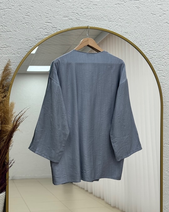 Ayşah Yan Bağlamalı Çilek Tunik-AS5991 Gri