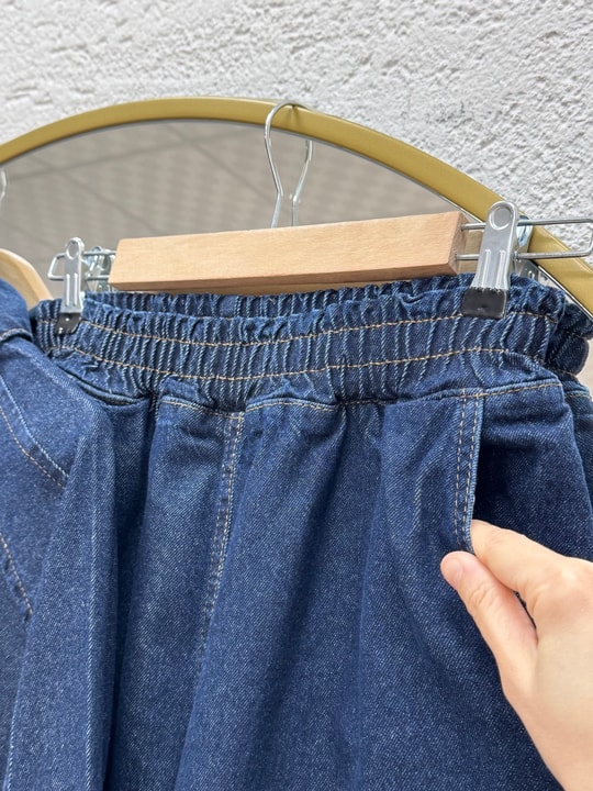 Ayşe Kolları Düğmeli Pantolonlu Kot Takım-LS7222 Lacivert