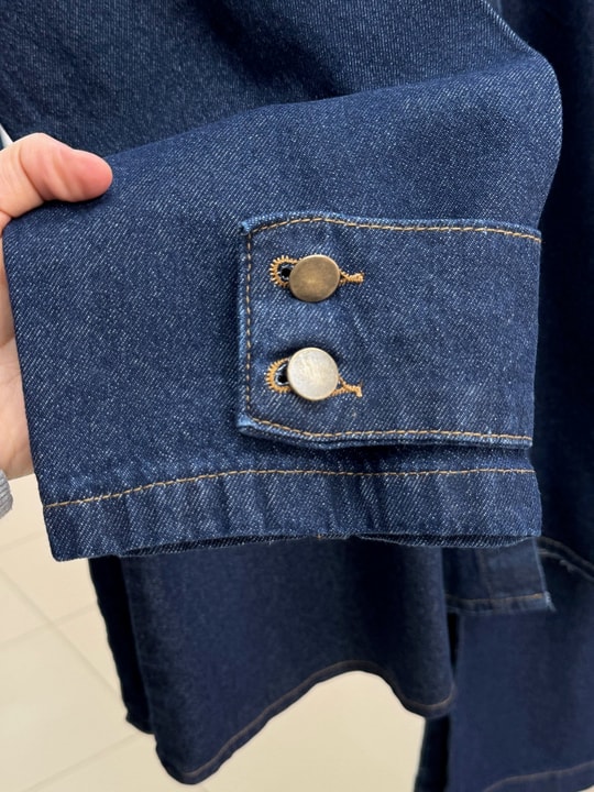 Ayşe Kolları Düğmeli Pantolonlu Kot Takım-LS7222 Lacivert