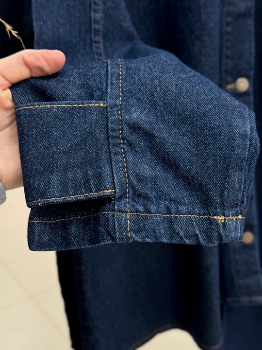 Ayşe Kolları Düğmeli Pantolonlu Kot Takım-LS7222 Lacivert