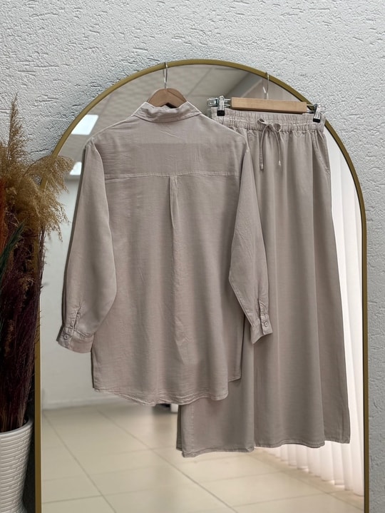 Aysima Tesettür Etekli Takım-MA2145 Taş