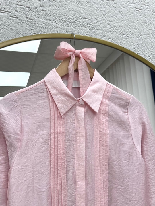 Azende Önü Pileli Kol Ucu Çift Düğmeli Elbise-PA9882 Pembe